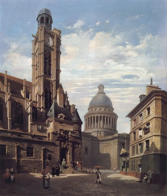 A View of The Pantheon and the Church of Saint Etienne Du Mont Paris