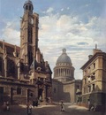 A View of The Pantheon and the Church of Saint Etienne Du Mont Paris
