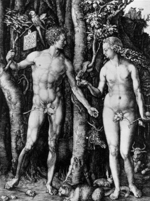 DURER ADAM AND EVE,1504, ENGRAVING