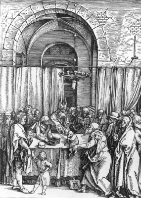 DURER REFUSAL OF JOACHIMS OFFER,1502 03, WOODCUT