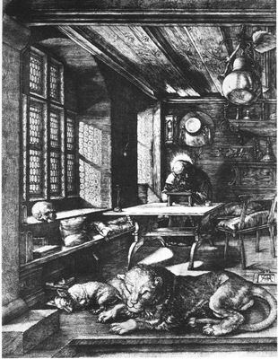 DURER ST  JEROME IN HIS STUDY,1514, ENGRAVING