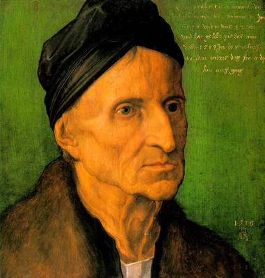 DURER PORTRAIT OF MICHAEL WOLGEMUT,1516, GERMANISCHES NATION