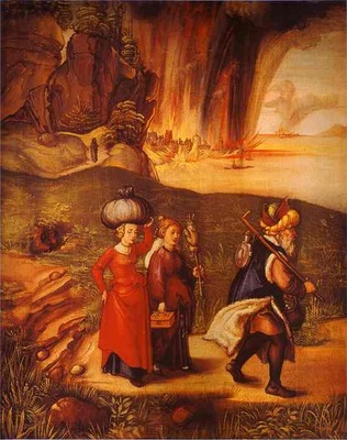 Albrecht Durer Lot Fleeing with His Daughters from Sodom