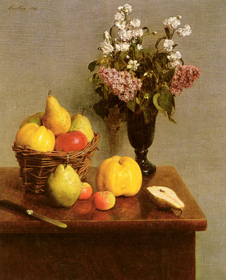 Fantin Latour Henri Still Life With Flowers And Fruit