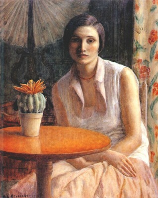 frieseke portrait of a woman with cactus