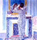 frieseke blue interior, giverny the red ribbon c1912