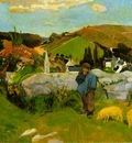 Gauguin The swineherd, Brittany, 1888, 74x93 cm, Los Angeles