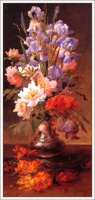 bs flo Alfred Godchauz A Still Life Of Iris And Roses