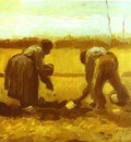 Fermiers plantant des pommes de terre