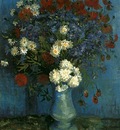 Vase avec bleuets coquelicots