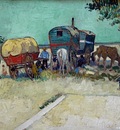 Les roulottes campement de Bohemiens