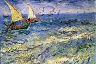 Seascape at Saintes Maries de la Mer, Van Gogh, 1888 1600x