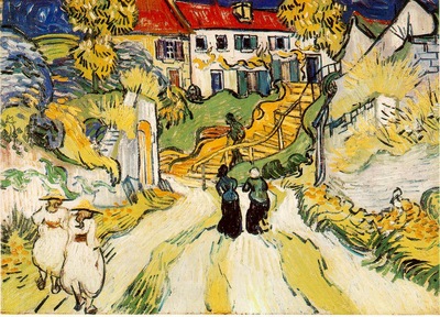 van Gogh Village street and stairs with figures, 1890, 20x28