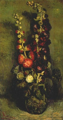 van gogh vase with hollyhocks
