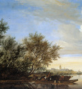 Goyen van Jan River landscape with ferry Sun