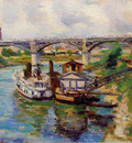 Guillaumin Jean Moored ships at canal Sun