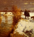Hartwick Hermann A Hunter In A Winter Landscape