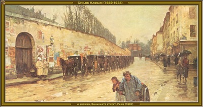 childe hassam a shower bonaparte street 1887 po amp