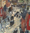 hassam flags on 57th street winter of 1918