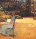 hassam the artists wife in a garden, villiers le bel