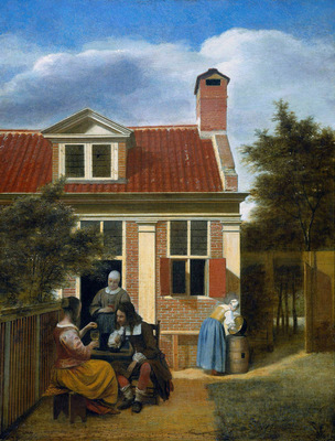 Hooch de Pieter Company in garden Sun