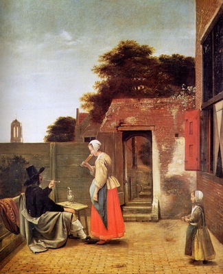 Hooch de Pieter Man smoking in garden Sun