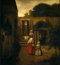 HOOCH,DE WOMAN AND CHILD IN A COURTYARD, 1658 1660, NGW