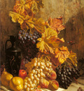 Hughes William A Still Life With Grapes Pears Peaches An Urn