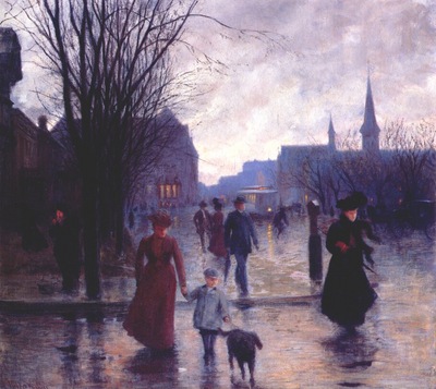 koehler rainy evening on hennepin avenue c1910