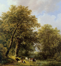 Koekkoek Barend C Shepherd with cows Sun