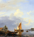 Koekkoek Hermanus sr Dutch river landscape Sun