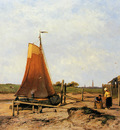 Koekkoek Jan H Ships on dried ground Veere Sun