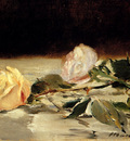 Manet Edouard Two Roses On A Tablecloth