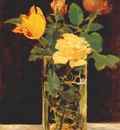 manet roses and tulip in glass vase c1882