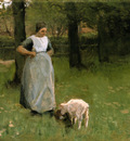 Mauve Anton Woman and her goat Sun