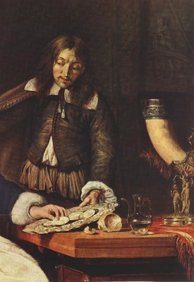 Metsu Breakfast, Detalj, 1660, oil on wood, The Hermitage at