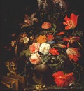 mignon still life with flowers cat and mousetrap c1670