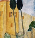 Modigliani Cypress Trees and Houses, Barnes foundation
