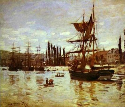 Claude Monet Ships at Rouen
