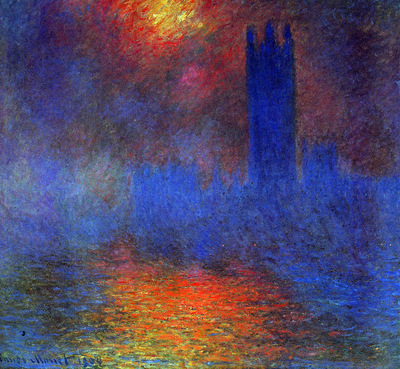Monet Claude London Parliament Sun