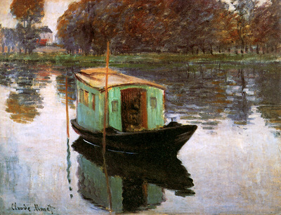 Monet Claude The studio boat Sun