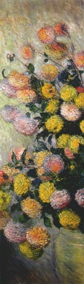 monet vase of dahlias