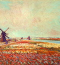 Monet Bulbfield and Windmill Near Leyden