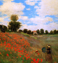 Monet Claude Rose field near Argenteuil Sun