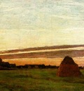 Monet Haystacks at Chailly at sunrise, 1865, 30x60 cm, San D
