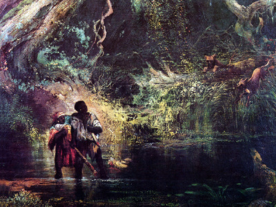 JLM 1863 Thomas Moran Slaves Escaping Through the Swamp