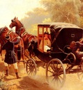 Nikutowski Arthur Johann Severin A Carriage Taking A Difficult Hill