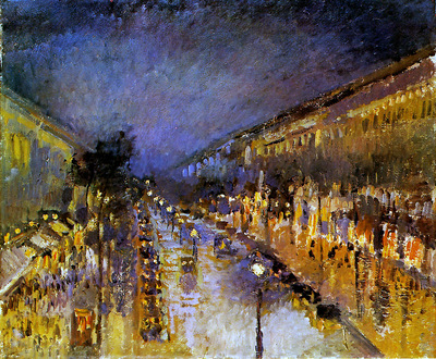 Pissarro Camille Boulevard Montmartre at Night Sun