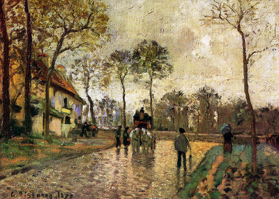 Pissarro Camille Stagecoach to Louveciennes Sun