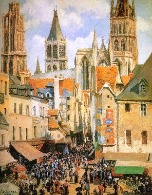 Pissarro Camille The old market at Rouen Sun
